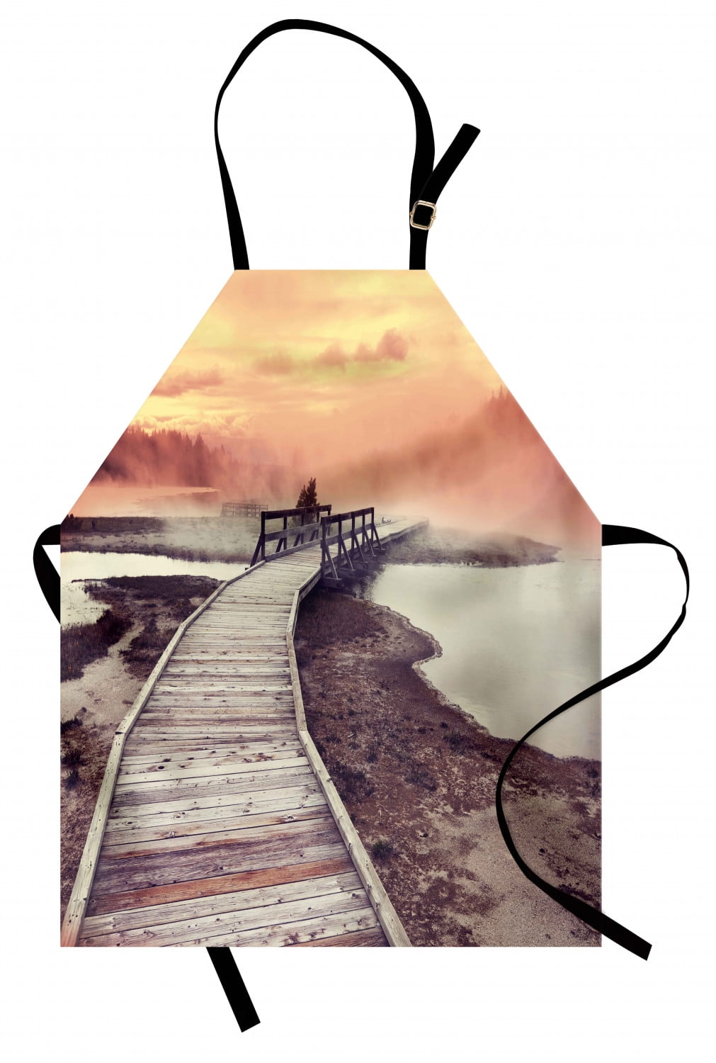 Yellowstone Apron Wooden Pathway Deck to Steamy Geyser in Yellowstone