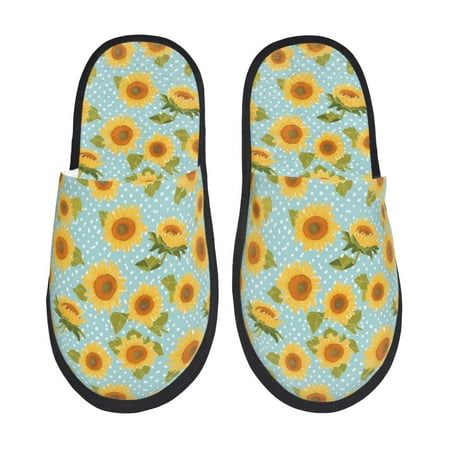 

Pofeuu White Polka Dot Sunflower A Print EVA Fuzzy House super light Slippers Slippers Scuff Outdoor Indoor Warm Cozy Plush Bedroom Shoes Soft Flat Comfy Anti-Slip-Medium