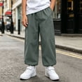 thumbnail image 2 of Nilvkv Boys Lightweight Pants, Boys Pants, Solid Color Cuffed Joggers with Elastic Waist and Side Pockets, ready for Outdoor Sports and Summer Green 3-4 Years, 2 of 8