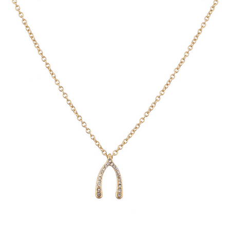 Good Luck Wishes Cards - Lux Accessories Goldtone Wishbone Good Luck Charm Necklace