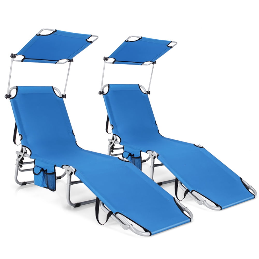 Aimee Lii Adjustable Outdoor Beach Patio Pool Recliner with Sun Shade, Patio Loungers, Navy Aimee Lii Adjustable Outdoor Beach Patio Pool Recliner with Sun Shade, Patio Loungers, Navy