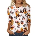 thumbnail image 1 of Pompotops T-shirt Ample Imprimé Mode Femme Manches 3/4 Blouse Col Rond Hauts Décontractés Liquidation, 1 of 4
