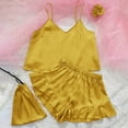 thumbnail image 2 of ShomPort 3 PCS Silk Pajama Set for Women Satin Sleeveless Cami Tops and Comfy Elatic Waist Shorts Sleepwear, 2 of 5