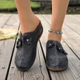 thumbnail image 2 of Breathable Wedge Clogs for Women Floral Embellishments Open Toe Mules Comfortable Soft Sole Platform Sandals Black Size 9.5, 2 of 8