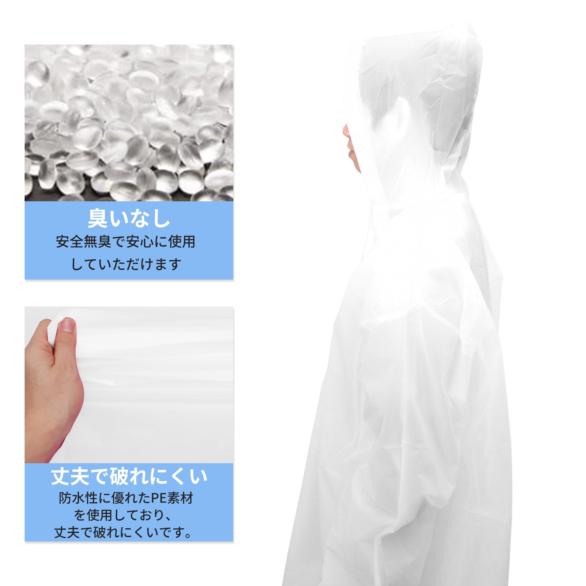 Unique Bargains 2pcs Reusable Rain Ponchos Emergency Raincoats White
