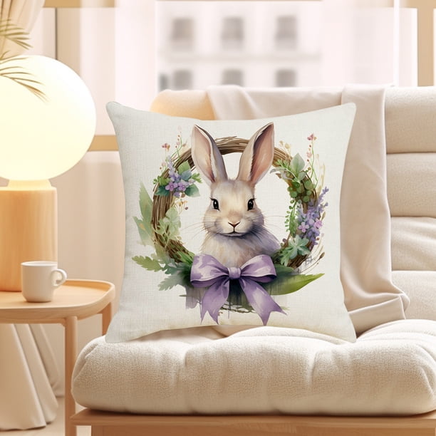 Decoraciones de Pascua, Adornos de Pascua, Regalos de Pascua Funda de almohada Funda de almohada de Pascua caliente Material de lino Funda de almohada de Pascua de lino
