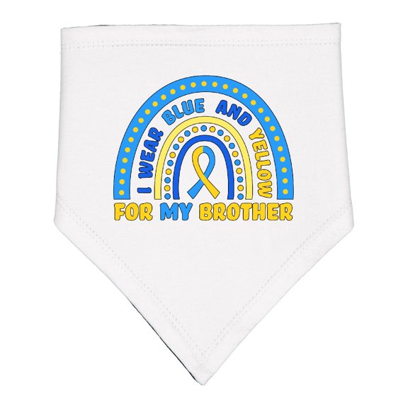 Inktastic I Wear Blue and Yellow for My Brother Down Syndrome Awareness Rainbow Baby Bandana Bib