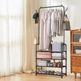 thumbnail image 6 of Solid Wood Coat Rack Freestanding Clothing Rack with Wheels Shelves Storage & Hooks Heavy Duty Clothes Rack Wood Coat Tree Stand Hat Hanger Rack for Corner Bedroom Entryway Living Room Hotel, 6 of 6