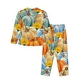 thumbnail image 2 of Disketp Pajamas Set Long Sleeve Sleepwear Womens Button Down Nightwear Pj Sets-Pumpkins Sunflowers, 2 of 9