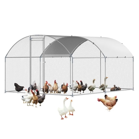 VEVOR Metal Chicken Coop, 9.8x13.1x6.5 ft Large Walk-in Chicken Runs with Cover, Doom Roof Hen House Enclosure with Security Lock, Outdoor Duck Rabbit Cage Poultry Pen for Backyard, Farm, Yard