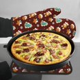 thumbnail image 7 of Xecao Christmas Gingerbread Pattern Oven Mitts and Pot Holders Sets Heat Resistant Silicone Oven Mittens Extra Thicken Long Kitchen Cotton Oven Glove for Cooking, 7 of 7