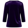 thumbnail image 5 of Women 3/4 Sleeves Tops Three Quarter Length Sleeve Velvet T Shirts Pullover Casual Dressy Velour Tunic Blouses Dark Purple S, 5 of 8