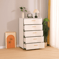 thumbnail image 2 of White 5-Drawer Dresser with Metal Handles Modern Storage Cabinet with 4 Swivel Wheels Scratch-Resistant Melamine Finish, 2 of 24