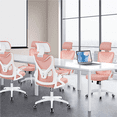 thumbnail image 3 of Alden Design Mesh Office Chair with Adjustable Padded Headrest Adult, White/Pink, 3 of 8