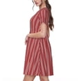 thumbnail image 2 of Fotbe Stripes Red White Vestido Largo de Moda para Mujer, Vestido Tipo Camiseta con Manga Corta y Estilo Casual a Rayas y Bloques de Color, 2 of 6