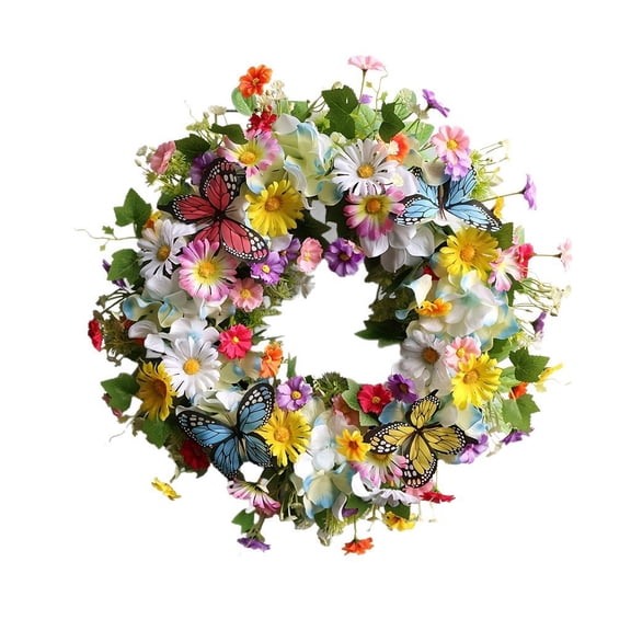 14-inch Spring Wreath, Spring and Summer Tulip and Butterfly Wreath—perfect for Mother’s Day, weddings, home wall decor, and window and porch decorations