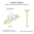 thumbnail image 5 of Rosec Jewels Certified Moissanite Solitaire Engagement Ring with Side Stones - 8 mm Asscher Cut - 3 Ct - D-VS1 Quality, 18K Yellow Gold, US 3.00, 5 of 8