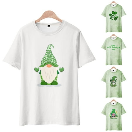 

LANLIN St. Patrick s Day Men Dad Crewneck Short Sleeve Tees Soft Tshirts Plus Size Men