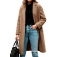 thumbnail image 5 of Womens Mid-Long Camel Wool Blend Notch Double-Breasted Lapel Overcoat Coats and Jackets, 5 of 6