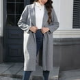 thumbnail image 2 of Gpaecead Womens Notch Lapel Collar Pea Coat Open Front Overcoat Oversize Long Jacket Outerwear Gray, 2 of 9