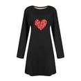 thumbnail image 5 of Hueook Winter Dresses for Women Dresses Women's Fashion Round-Neck Short Sleeved Printed Pullover Dress Black M, 5 of 6
