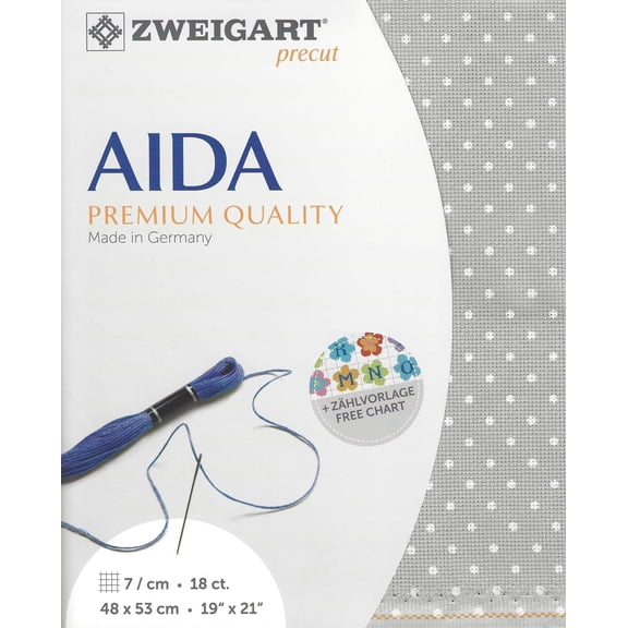 Precut Zweigart Fein-Aida Petit Point 18 count Grey with White Points 3793/7349