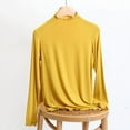 thumbnail image 3 of Otntypg Turtleneck Shirt Women Long Sleeve Mock Neck Trim Slim Fit Solid Color Pullover Tops Thermal Base Layer Soft Lightweight Stretch Undershirts Yellow M, 3 of 6