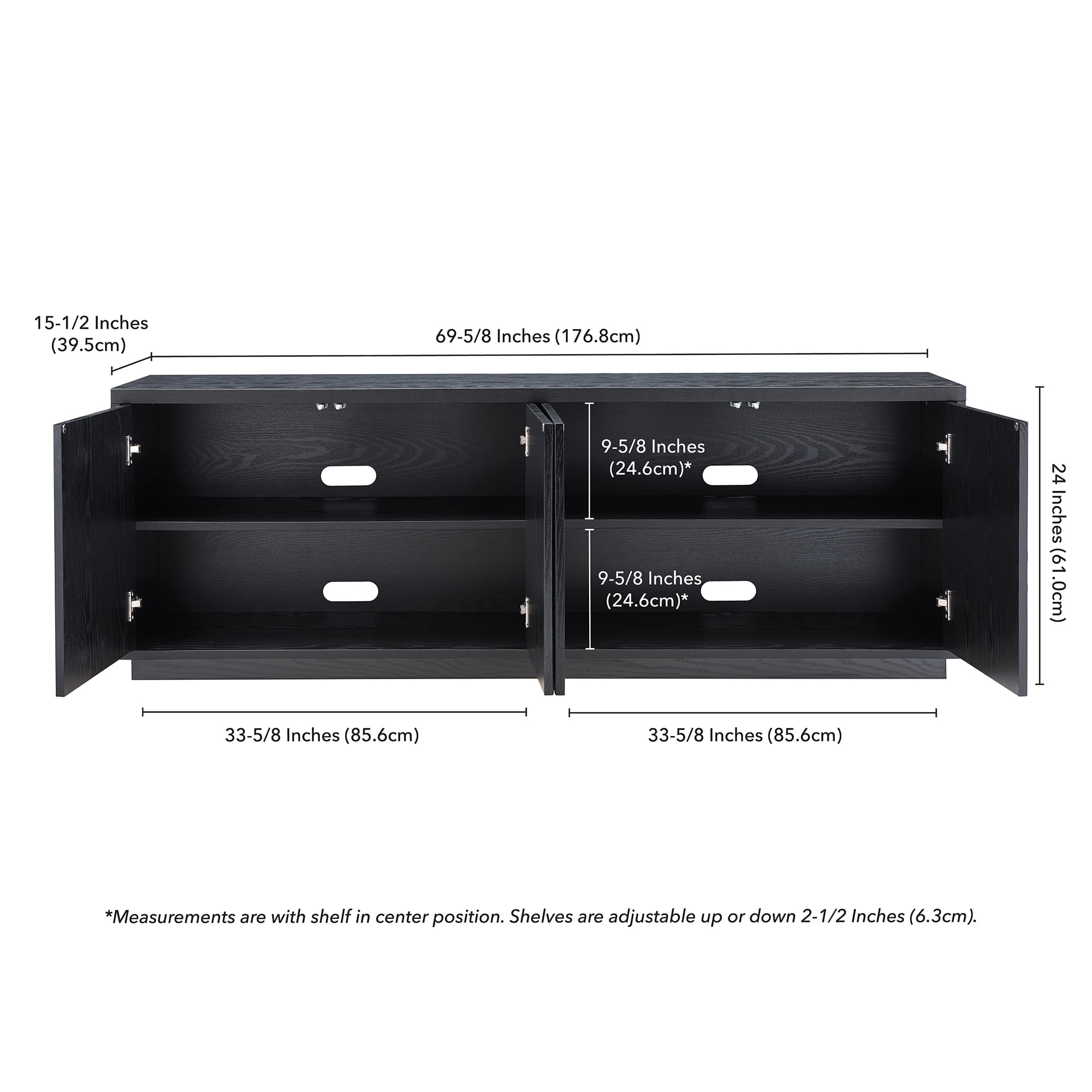 Evelyn&Zoe Hanson Rectangular TV Stand for TV's up to 75", Black Grain