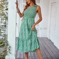 thumbnail image 2 of USSUMA Sundresses for Women Casual Summer Smocked Flowy Swing Boho Long Floral Print Maxi Womens Shirt Dresses Beach One Shoulder Sleeveless Plus Size Wedding Guest Sun Dress, 2 of 8
