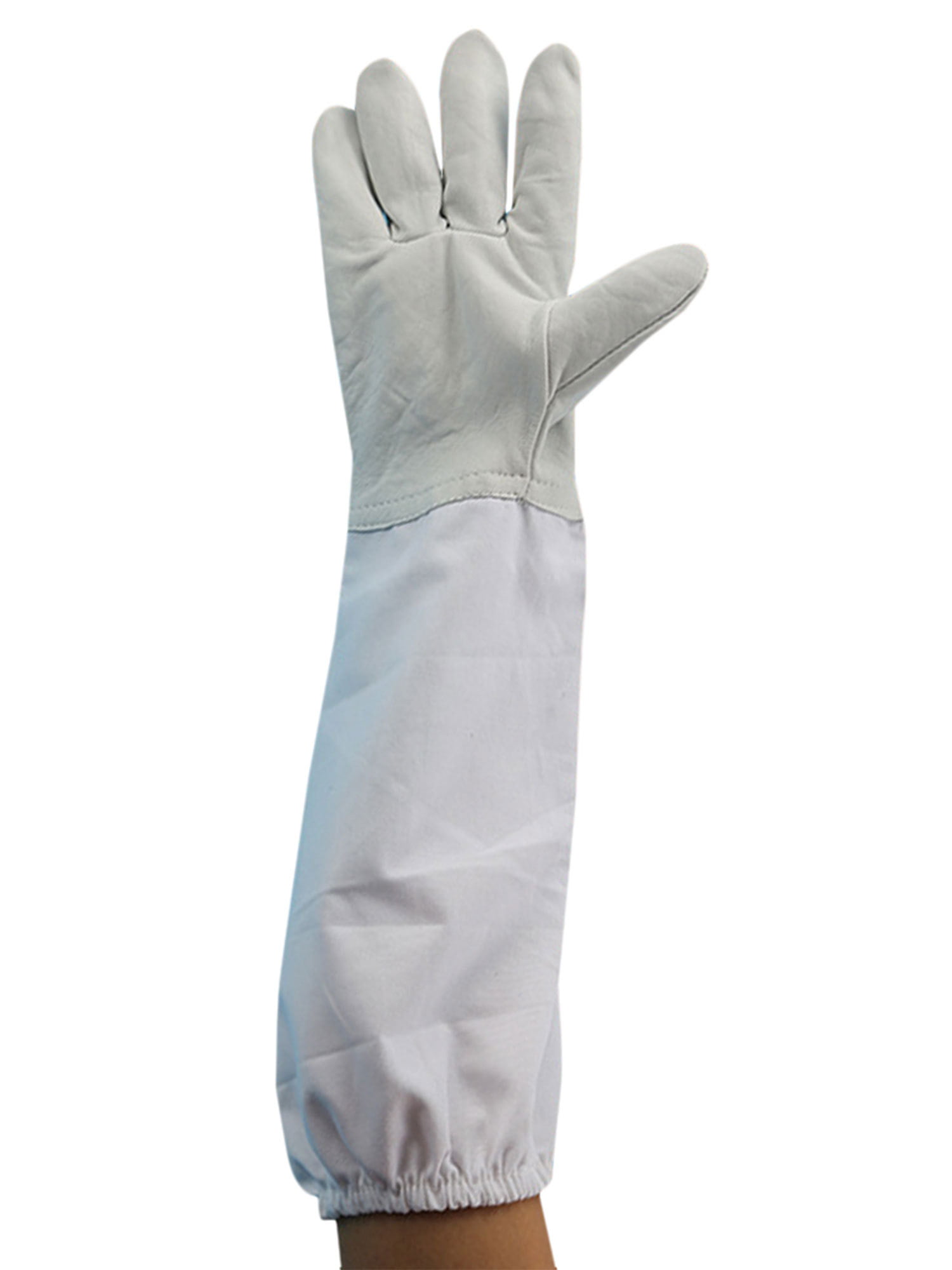 1 Pair Beekeeping Protective Gloves with Vented Long Sleeves-Grey and White XXL 