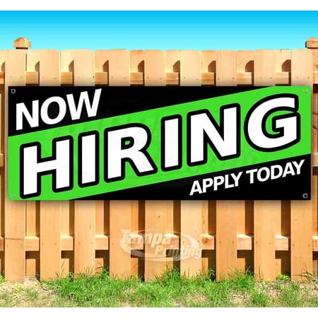 Now Hiring Apply Today 13 oz Vinyl Banner With Metal Grommets