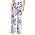 thumbnail image 3 of Pajama Pants Women, Lavender Flowers Green Leaves Sweatpants Soft Sleep Lounge Pants, Casual PJ Bottoms Pants with Pockets, 3 of 5