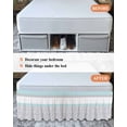 thumbnail image 7 of Aqua Grey Wrap Around Bed Skirts for King Bed 18" Drop,Bed Skirt with Adjustable Elastic Belt Dust Ruffle Bed Valance for Bedroom Hotel Chic Garden Floral Stripe Embroidery Design Bed Frame Cover, 7 of 7