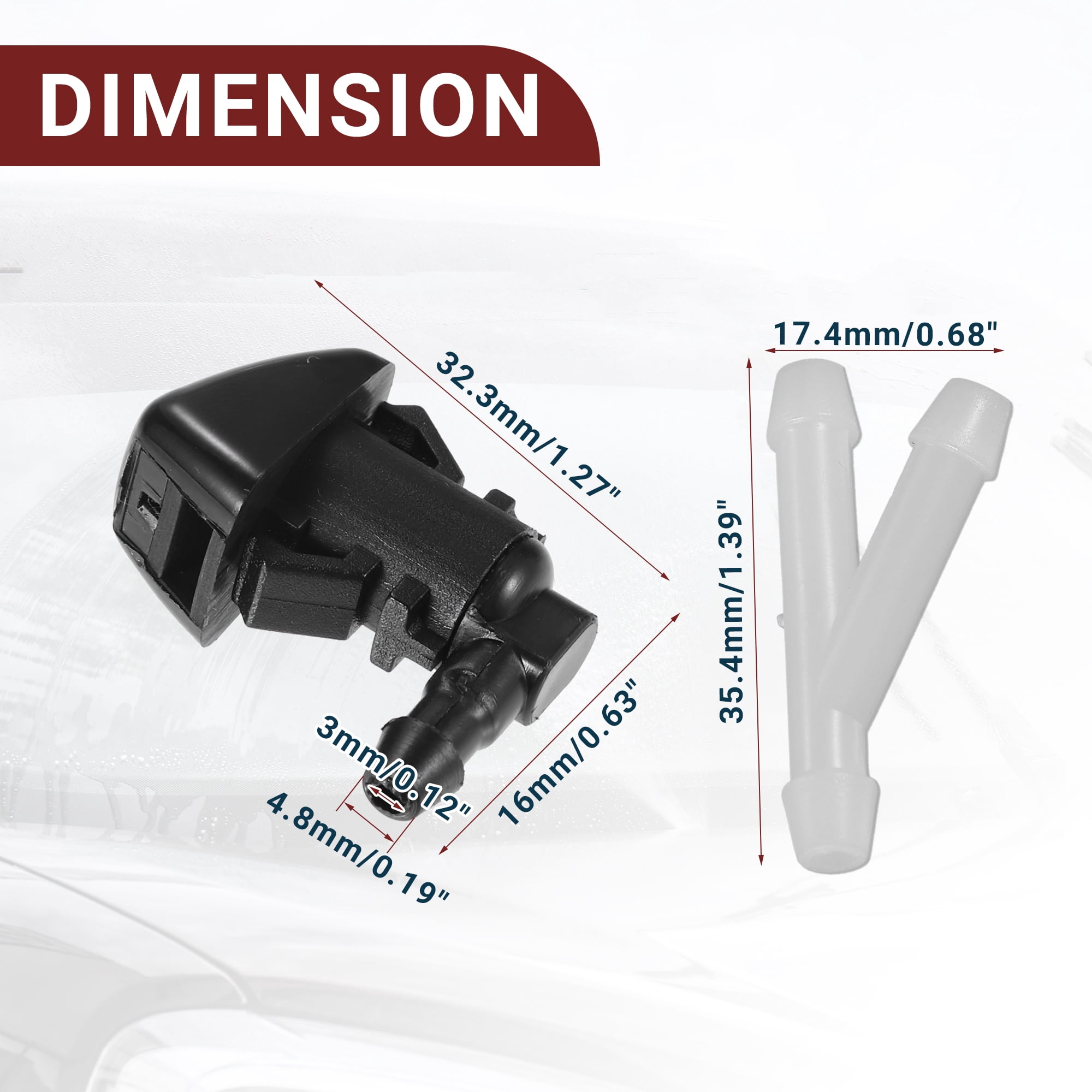 Unique Bargains Windshield Washer Nozzle for Ford Edge Black with Hose and Connectors