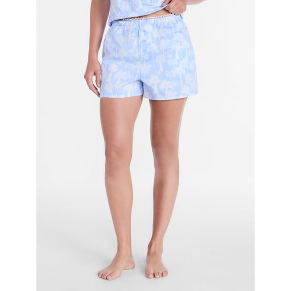Joyspun Women's Woven Poplin Sleep Shorts, Sizes XS to 3X
