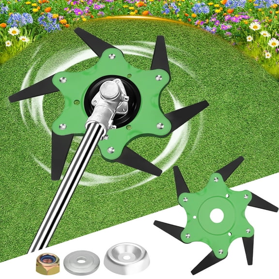 EEEkit Steel Trimmer Head, 6-Teeth Lawn Mower Replacement Blade with Accessories, Green
