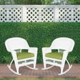 thumbnail image 2 of Jeco Wicker Rocker Chair in Black with Green Cushion (Set of 2), 2 of 8