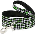 thumbnail image 1 of Dog Leash Houndstooth Black White Neon Green 4 Feet Long 0.5 Inch Wide, 1 of 1