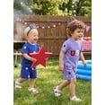 thumbnail image 6 of Cenuakty 2Pcs Toddler Boy Outfit Independence Day Short Sleeve Crew Neck Star Print Tops and Shorts Set, 6 of 9