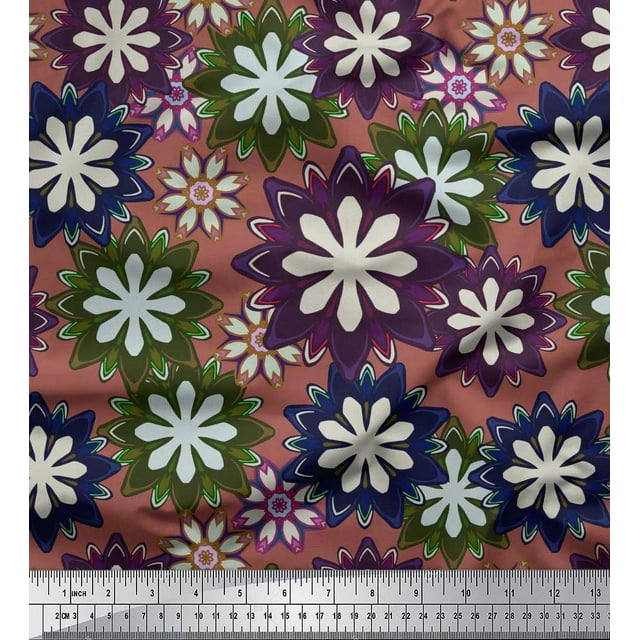 Soimoi Brown Poly Georgette Fabric Artistic Floral Print Fabric by Yard 52 Inch Wide