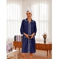 thumbnail image 3 of Ekouaer Women Zipper Robe Lightweight House Coat Zipper Front Short Bathrobes Soft Nightgown with Pockets, 3 of 6