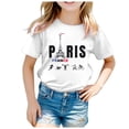 thumbnail image 1 of WEAIXIMIUNG Chemise à Phrase Enfants 2024 Thème France Mode Imprimé Manches Courtes Col Rond T-Shirt Hauts 6-7 Ans, 1 of 4