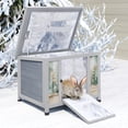 thumbnail image 6 of 24'' Heated Small Rabbit Hutch for Winter, Cat House Outdoor Indoor with Warm Liner, Waterproof Structure, Suitable for Cats, Rabbits, Small Pets (Grey), 6 of 10