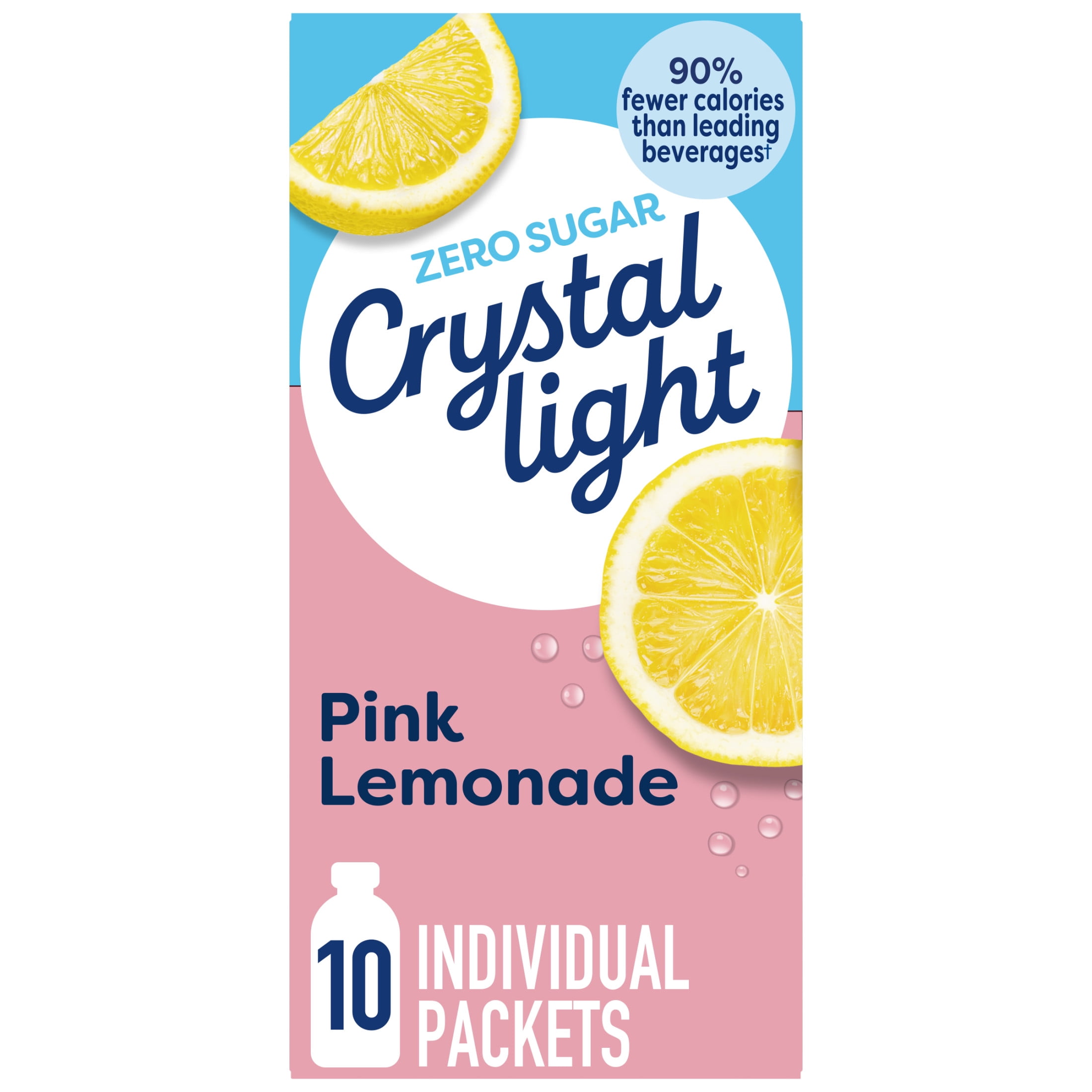 (4 pack) Crystal Light Drink Mix, 10 Packets, for Convenient On-the-Go Flavorful Hydration, Naturally Flavored Pink Lemonade with other natural flavor, Zero Sugar, 1.3 oz