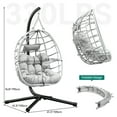 thumbnail image 7 of Dextrus Egg Chair Swing Hanging Outdoor Wicker Hammock Chairs Indoor with Steel Stand UV Resistant Cushion 330lbs for Patio, Bedroom, Garden and Balcony - Gray, 7 of 7