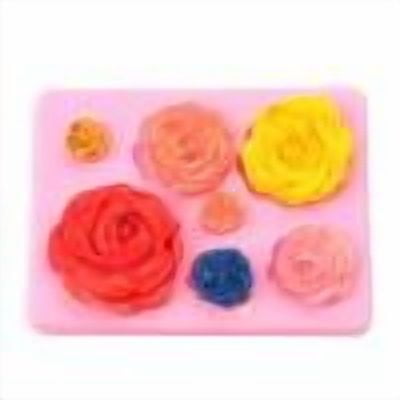 Cake Mold Rose Flower Shape, Cupcake Decorating, Seven-Hole Rose Silicone Cake Fondant Mold