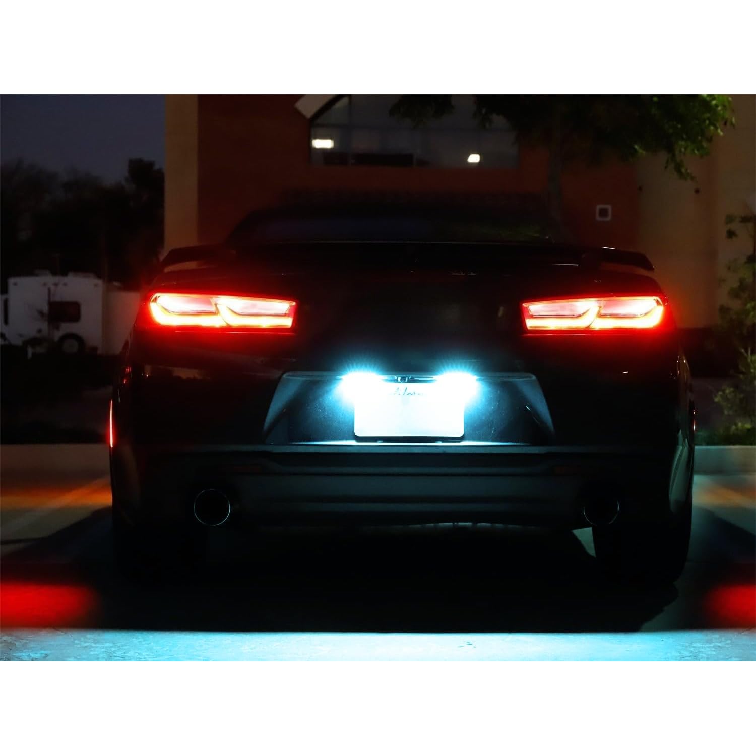 Ice Blue Full LED License Plate Light Kit For Chevrolet 2014-24 Camaro, 2013-15 Malibu, 2011-15 Volt, 2016-up Cruze, 18-SMD Aqua LED & Can-Bus Error Free