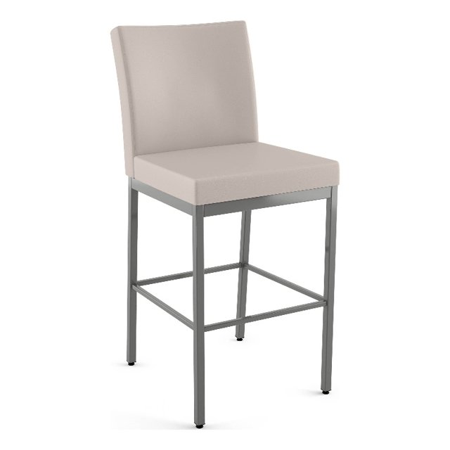 Amisco Perry Plus 26" Faux Leather Counter Stool in Cream/Glossy Gray