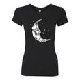 thumbnail image 2 of Wild Bobby Crescent Moon Astrology Puff Print Fashion Womens Slim Fit Junior Tee, Black, Small, 2 of 6