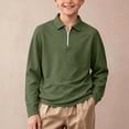 thumbnail image 6 of LUGOGNE Girls Boys Pullover Sweatshirt Quarter Zip Long Sleeve Collar Sweatshirts Kids Comfortable Fall Winter Casual School Uniform Outfits Army Green,12-13Years, 6 of 9